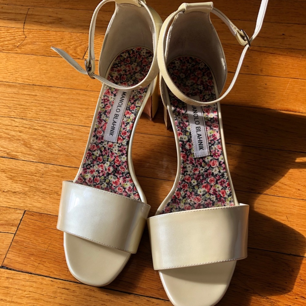 Designer open toe block heel
